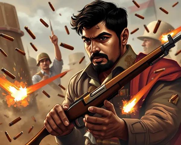 Chandrashekhar Azad in the Heat of Battle with Bullets Flying