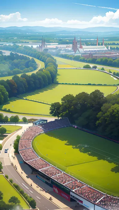 Chester Races: Iconic Roodee Stand and Lush Green Grass