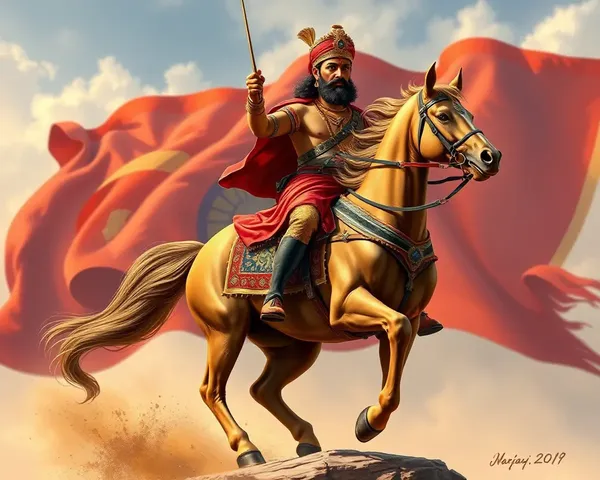 Chhatrapati Shivaji Maharaj's Regal Portrait with Horse and Flag