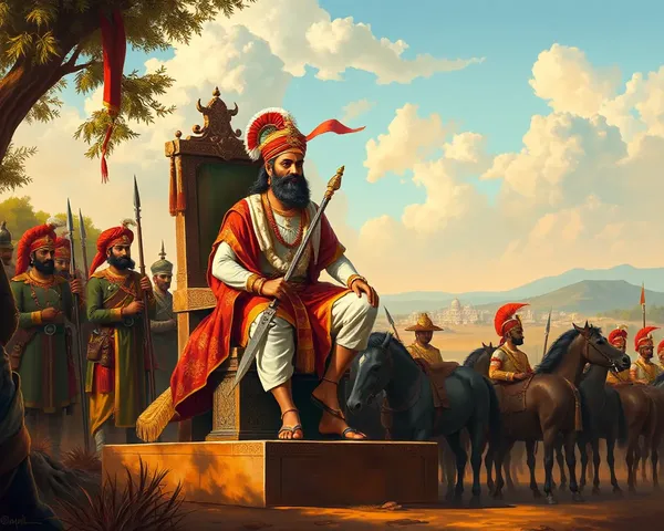 Chhatrapati Shivaji Maharaj on Throne with Loyal Soldiers