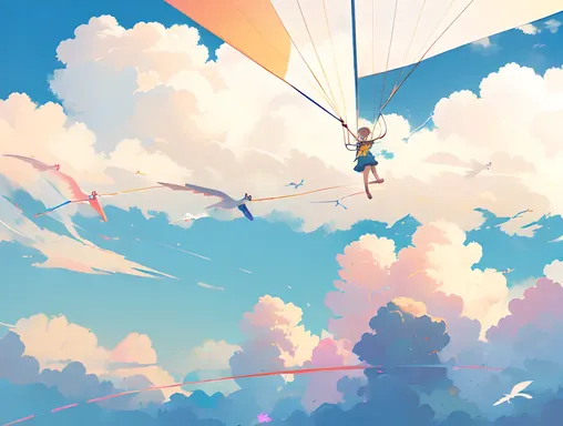 Child's Dream of Flying with Kite in the Sky Zzz