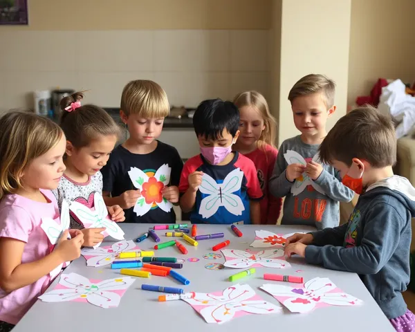 Children Decorate Paper Patakas with Colorful Markers