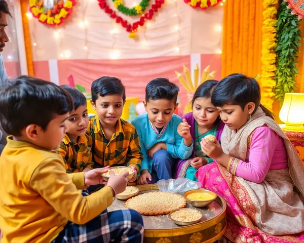 Children Play with Fatake in Diwali-Themed Setting