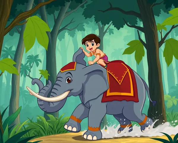 Chota Bheem Rides Elephant Dholu Through Forest