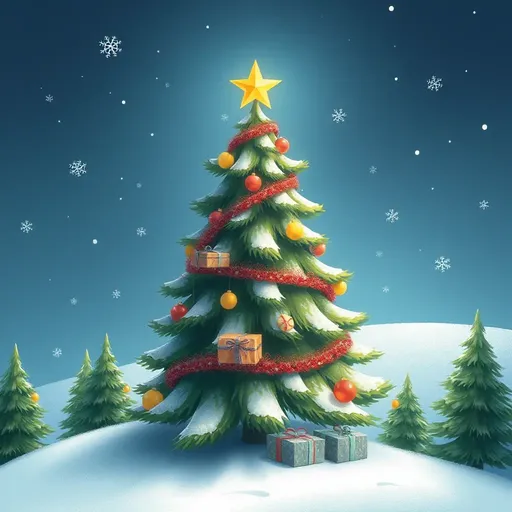 Christmas Tree Icon Represents Holiday Cheerfulness and Joy