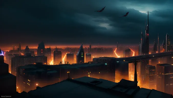 City Consumed by Saitan's Darkness and Twisted Landscapes