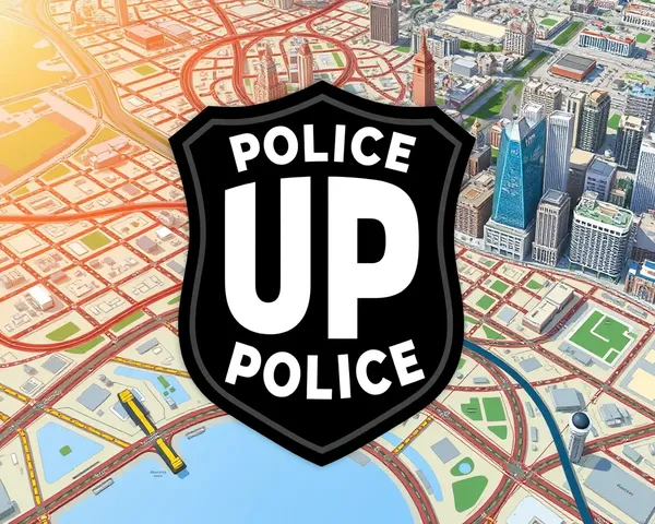 City Map UP Police Logo Illustration with Roads and Landmarks