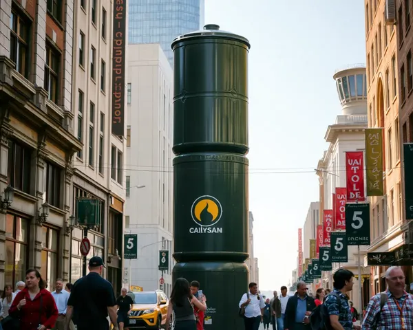 City Street with Giant Oil Canister