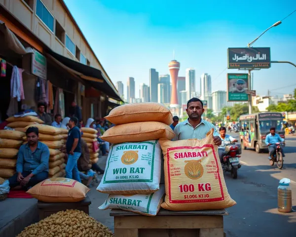 City Vendor Sells 100 kg Sharbati Wheat Bags in Busy Street