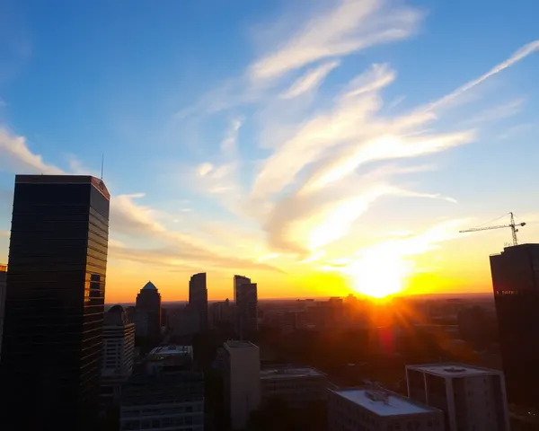 Cityscape Sunset Sky with Giant Letter C Wallpaper
