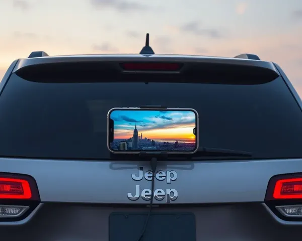 Cityscape at Sunset on Jeep Rear Window iPhone Wallpaper