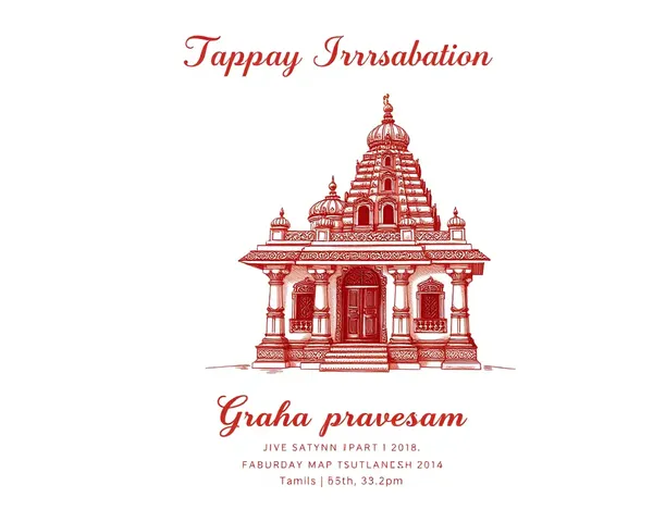 Classic Hindu Temple Illustration for Traditional Graha Pravesam Invitation