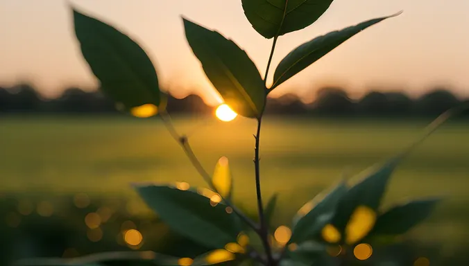 Close-Up Karadi Leaf with Sunset Background