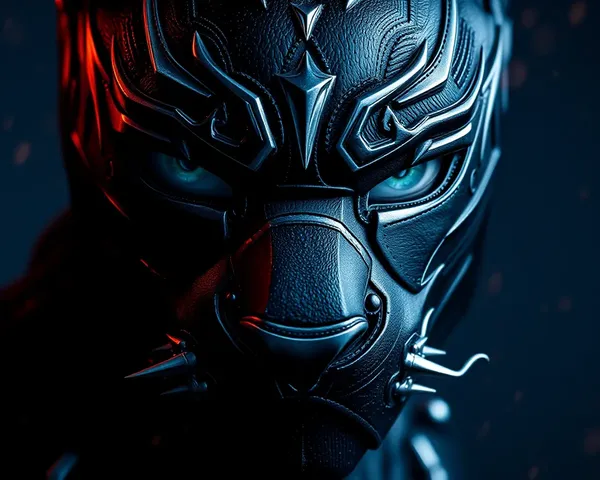 Close-Up of Black Panther's Mask with Intricate Details