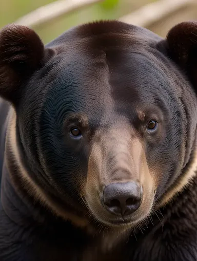 Close-Up of Curious Asiatic Black Bear Face