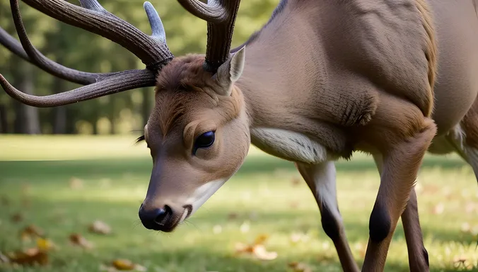 Close-Up of Deer Antlers with Intricate Details and Light Reflection