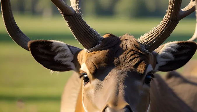 Close-Up of Deer Antlers with Intricate Details and Velvet Texture