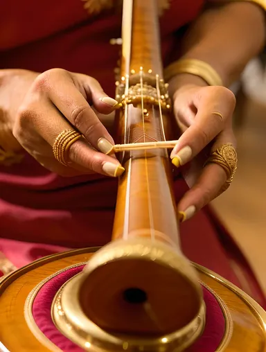 Close-Up of Shehnai Instrument with Skilled Fingers Playing