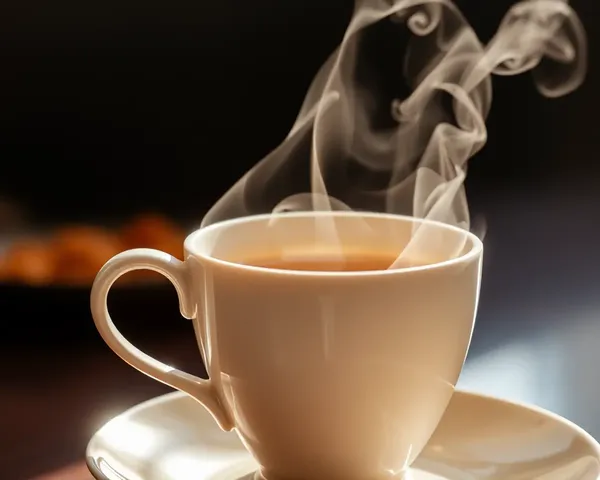 Close-Up of Steamy Sambrani Tea with Glowing China Cup