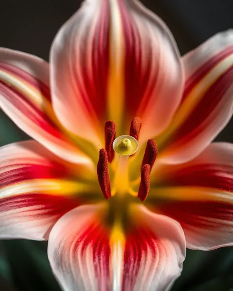 Close-Up of Trumpet-Shaped Lily Flower Delicate Details