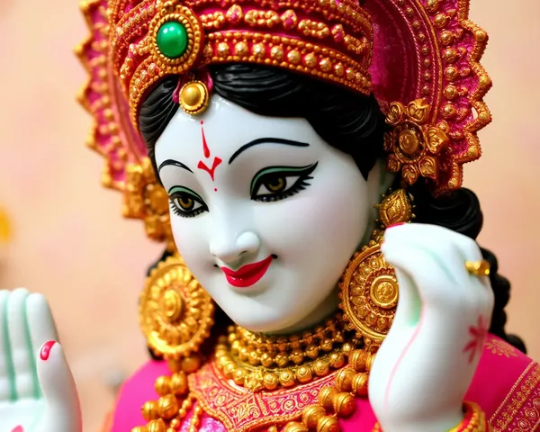 Close-up of Beautifully Decorated Laxmi Idol