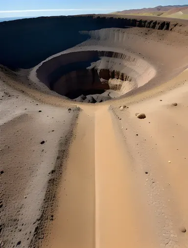 Close-up of Extinct Volcano's Crater with Scientists Exploring
