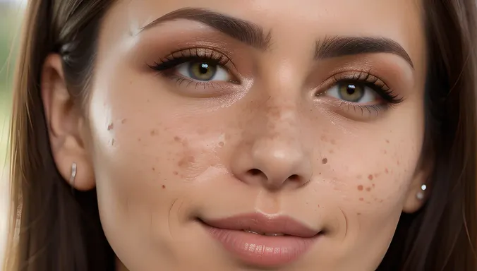 Close-up of Face with Freckles Across Nose and Cheeks