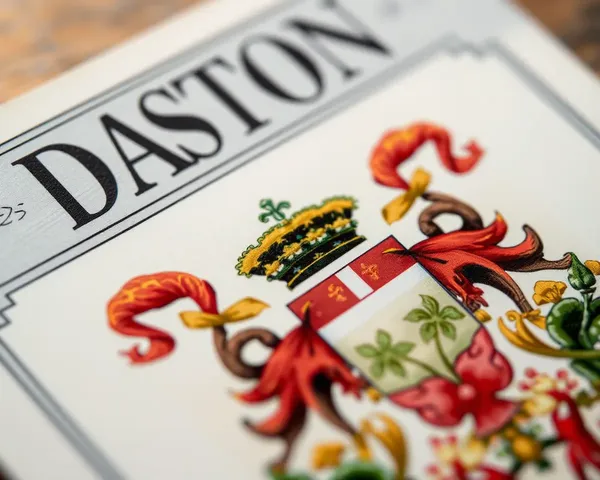 Close-up of Hand-Painted Daston Card with Regal Crest
