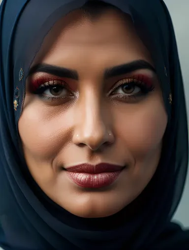 Close-up of Intricately Embroidered Burkha Face