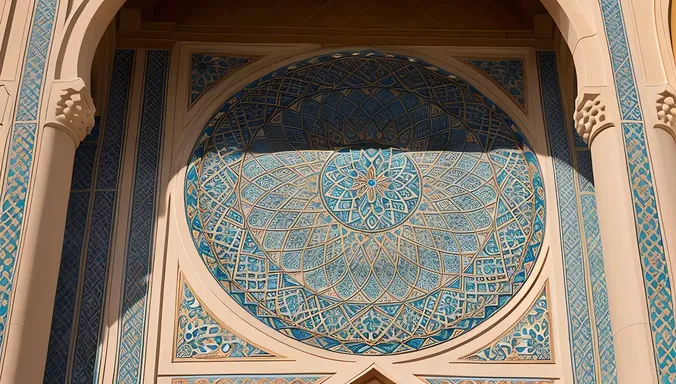 Close-up of Masjid Nabawi Tilework Arabic Calligraphy