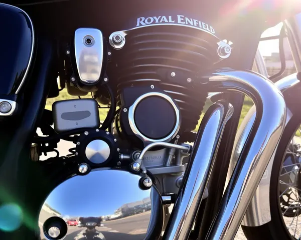 Close-up of Royal Enfield Bike's Shiny Engine