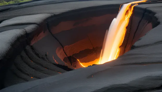 Close-up of Solidified Lava Flow on Extinct Volcano's Surface