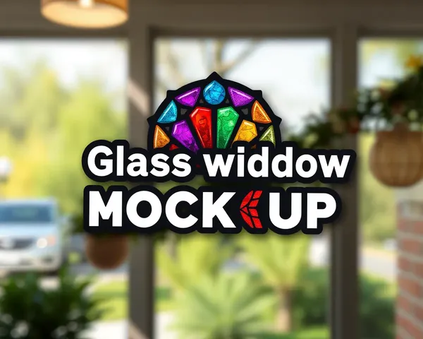 Colorful 3D Glass Window Logo Mockup with Stained Glass Effect