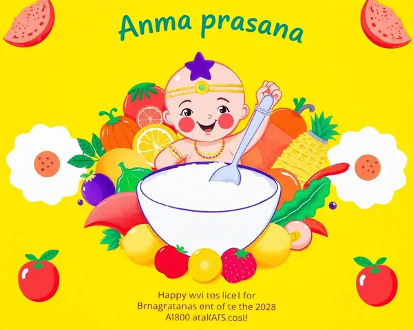 Colorful Annaprasana Invitation Card with Fruits and Vegetables