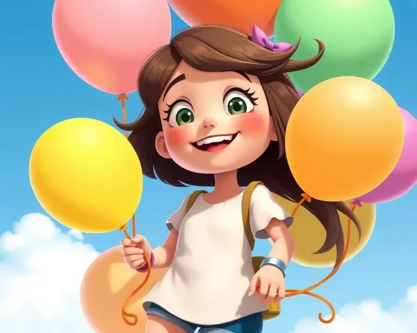 Colorful Balloons Cartoon Girl Images for Whatsapp Dp