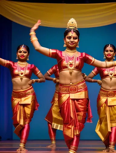 Colorful Bharatanatyam Dance Performance with Ornate Decorations