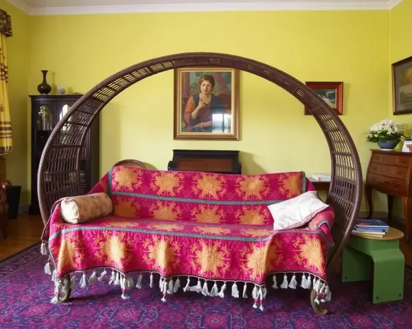 Colorful Charpai Quilt and Pillows in Vibrant Living Room