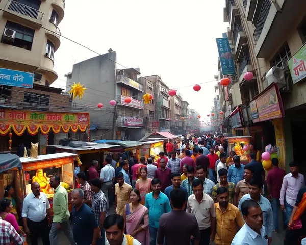Colorful City Street Celebrates Ganesh Visarjan Festival
