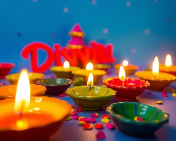 Colorful Diwali Celebration Against Vibrant Blue Background