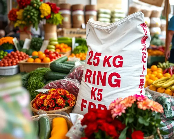 Colorful Farmer's Market with 25 kg Rice Bag PNG