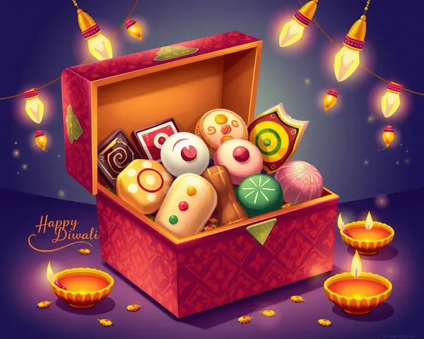 Colorful Fatake Box Filled with Diwali Treats and Decorations