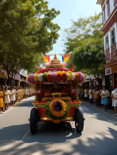 Colorful Festival Procession of Kaliamman's Chariot