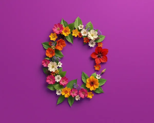 Colorful Flower Letter C Mosaic on Beautiful Wallpaper
