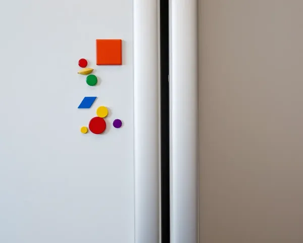 Colorful Fridge Magnet Mockup on Refrigerator Door in Close-up.