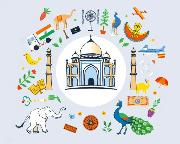 Colorful Illustration of Vande Mataram Logo with Indian Icons