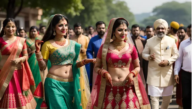 Colorful Indian Dulhan in Green and Yellow Lehenga in High Definition PNG.