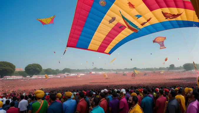 Colorful Indian Festival's Kushti Image with Kite