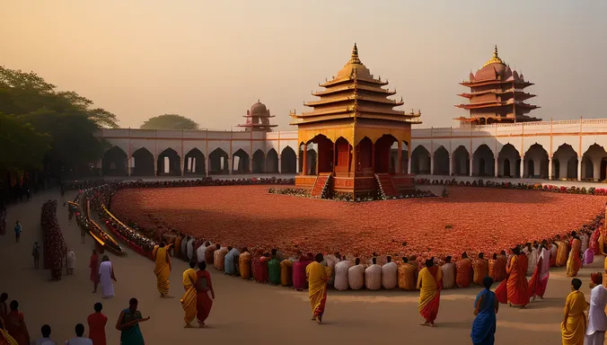 Colorful Kushti Festival with Temple or Palace Backdrop