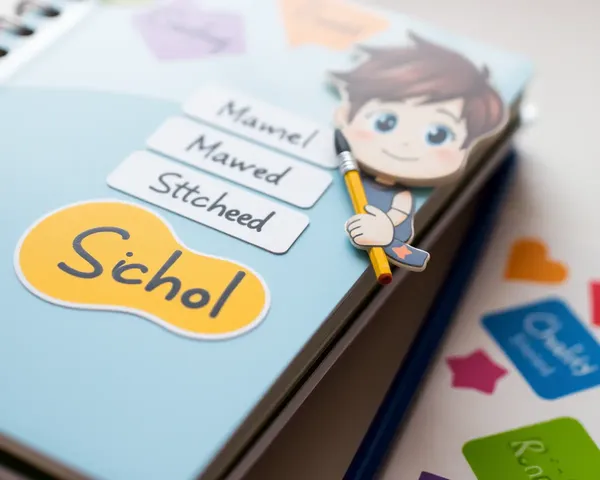 Colorful Notebook with Cartoon Character Name Sticker