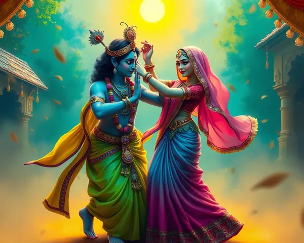 Colorful Radha Krishna Dance in Indian Setting
